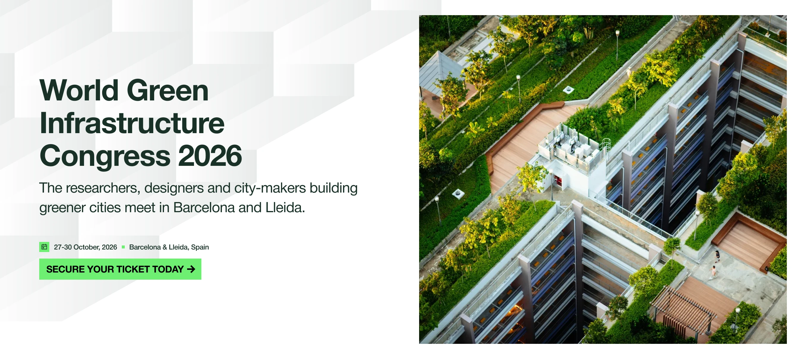 World Green Infrastructure Congress 2026 — 27-30 October 2026, Barcelona and Lleida, Spain.